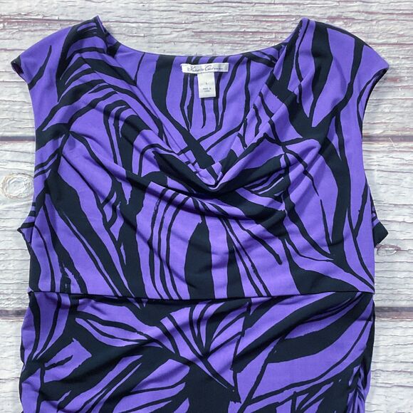 Kenneth Cole Womens Top size L Purple Black Pullover Drape V Neckline Stretch - Picture 3 of 10